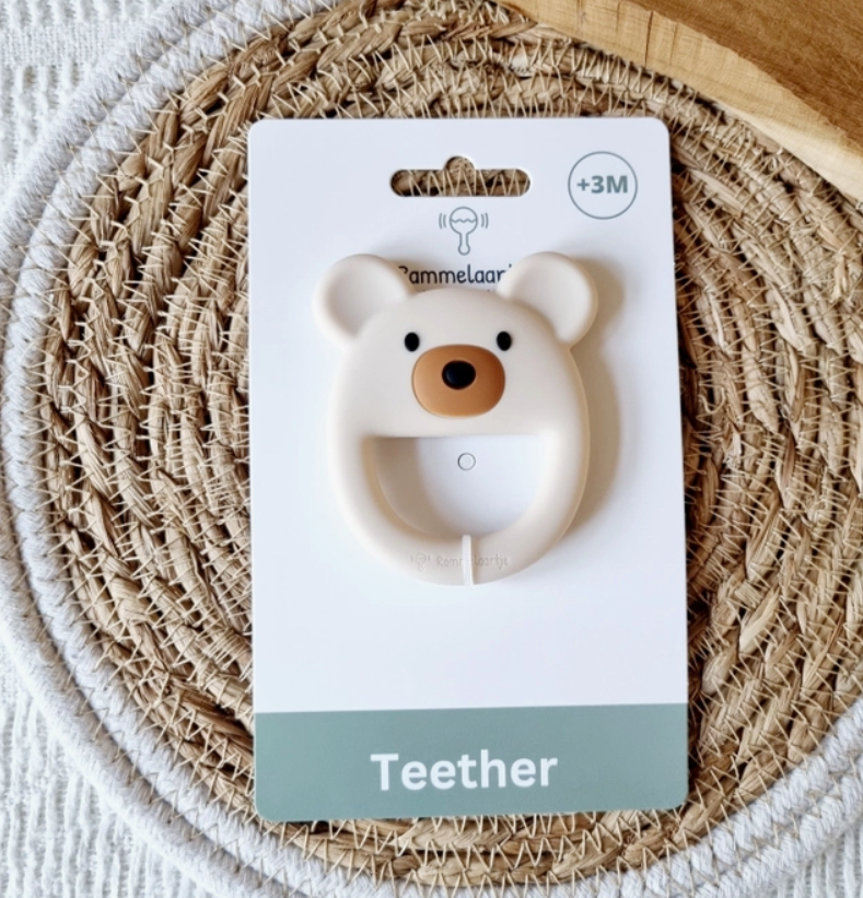Anneau de dentition en silicone Beige Ours