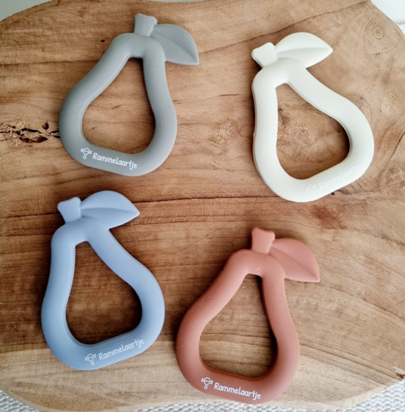 Anneau de dentition en silicone Poire Beige